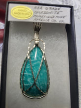 Load image into Gallery viewer, Custom Wire Wrapped AAA+ Amazonite Morefield Mine VA Necklace/Pendant Sterling Silver