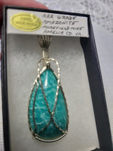 Load image into Gallery viewer, Custom Wire Wrapped AAA+ Amazonite Morefield Mine VA Necklace/Pendant Sterling Silver