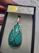 Load image into Gallery viewer, Custom Wire Wrapped AAA+ Amazonite Morefield Mine VA Necklace/Pendant Sterling Silver