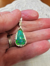 Load image into Gallery viewer, Custom Wire Wrapped Green Synthetic Opal Necklace/Pendant Sterling Silver
