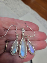 Load image into Gallery viewer, Custom Wire Wrapped Moonstone Set: Earrings Necklace/Pendant Sterling Silver