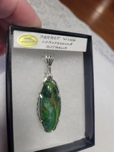 Load image into Gallery viewer, Custom Wire Wrapped Parrot Wing Chrysocolla Necklace/Pendant Sterling Silver
