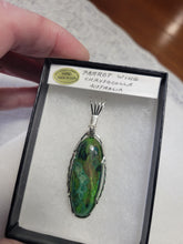 Load image into Gallery viewer, Custom Wire Wrapped Parrot Wing Chrysocolla Necklace/Pendant Sterling Silver