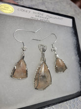 Load image into Gallery viewer, Custom Wire Wrapped Crazy Horse Monument Granite Set: Earrings Necklace Sterling Silver