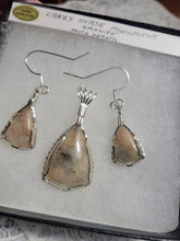 Load image into Gallery viewer, Custom Wire Wrapped Crazy Horse Monument Granite Set: Earrings Necklace Sterling Silver