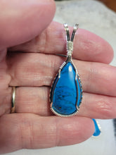 Load image into Gallery viewer, Custom Wire Wrapped Kingman Turquoise Set: Earrings. Necklace/Pendant Sterling Silver