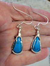 Load image into Gallery viewer, Custom Wire Wrapped Kingman Turquoise Set: Earrings. Necklace/Pendant Sterling Silver