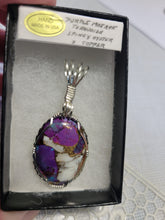 Load image into Gallery viewer, Custom Wire Wrapped Purple Majave Turquoise Spiny Oyster & Copper Necklace/Pendant Sterling Silver