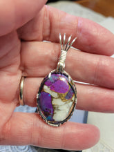 Load image into Gallery viewer, Custom Wire Wrapped Purple Majave Turquoise Spiny Oyster & Copper Necklace/Pendant Sterling Silver