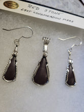 Load image into Gallery viewer, Custom Cut Polished & Wire Wrapped Redstone Set: Necklace/Pendant & Earrings Sterling Silver