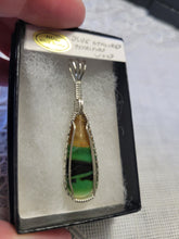 Load image into Gallery viewer, Custom Wire Wrapped Blue Opalized Petrified Wood Necklace/Pendant Sterling Silver