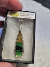 Load image into Gallery viewer, Custom Wire Wrapped Blue Opalized Petrified Wood Necklace/Pendant Sterling Silver