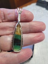 Load image into Gallery viewer, Custom Wire Wrapped Blue Opalized Petrified Wood Necklace/Pendant Sterling Silver