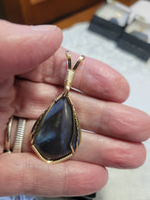 Load image into Gallery viewer, Custom Wire Wrapped Rebecca Iron Ore Furnace Slag Necklace/Pendant 14 kgf Botetourt County VA