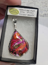 Load image into Gallery viewer, Custom Wire Wrapped Peruvian Pink Opal Spiney Oyster & Bronze Pendant Sterling Silver