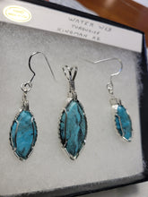 Load image into Gallery viewer, Custom Wire Wrapped Water Web Turquoise Set: Earrings, Necklace/Pendant Sterling Silver