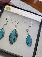 Load image into Gallery viewer, Custom Wire Wrapped Water Web Turquoise Set: Earrings, Necklace/Pendant Sterling Silver