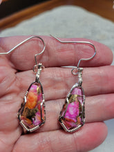 Load image into Gallery viewer, Custom Wire Wrapped Peruvian Pink Opal Spiney Oyster & Bronze Set: Pendant/Necklace Earrings Sterling Silver