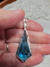 Load image into Gallery viewer, Custom Wire Wrapped Faceted London Blue Topaz Set: Necklace/Pendant Earrings Sterling Silver