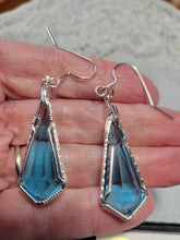 Load image into Gallery viewer, Custom Wire Wrapped Faceted London Blue Topaz Set: Necklace/Pendant Earrings Sterling Silver