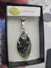 Load image into Gallery viewer, Custom Cut Polished & Wire Wrapped Kyanite Willis Mt. VA Necklace/Pendant Sterling Silver