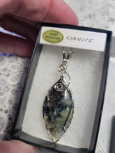 Load image into Gallery viewer, Custom Cut Polished & Wire Wrapped Kyanite Willis Mt. VA Necklace/Pendant Sterling Silver