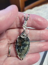 Load image into Gallery viewer, Custom Cut Polished & Wire Wrapped Kyanite Willis Mt. VA Necklace/Pendant Sterling Silver