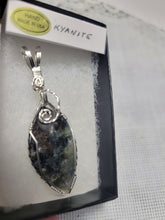 Load image into Gallery viewer, Custom Cut Polished & Wire Wrapped Kyanite Willis Mt. VA Necklace/Pendant Sterling Silver