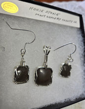 Load image into Gallery viewer, Custom Wire Wrapper Polished Hokie Stone Virginia Tech Gray Quarry Set: Earrings, Necklace/Pendant Sterling Silver