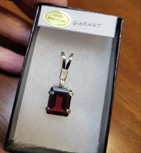 Load image into Gallery viewer, Custom Wire Wrapped Faceted Garnet 6. 92 Ct. Necklace/Pendant Sterling Silver