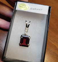 Load image into Gallery viewer, Custom Wire Wrapped Faceted Garnet 6. 92 Ct. Necklace/Pendant Sterling Silver