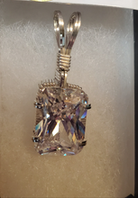 Load image into Gallery viewer, Custom Wire Wrapped Facet Simulated Diamond Necklace/Pendant Sterling Silver