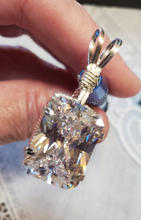 Load image into Gallery viewer, Custom Wire Wrapped Facet Simulated Diamond Necklace/Pendant Sterling Silver