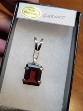 Load image into Gallery viewer, Custom Wire Wrapped Faceted Garnet 6. 92 Ct. Necklace/Pendant Sterling Silver