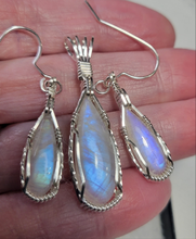 Load image into Gallery viewer, Custom Wire Wrapped Moonstone Set: Earrings Necklace/Pendant Sterling Silver