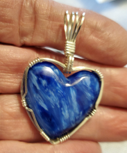 Load image into Gallery viewer, Custom Wire Wrapped Star Burst Heart Necklace/Pendant Sterling Silver