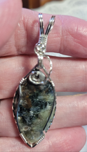 Load image into Gallery viewer, Custom Cut Polished & Wire Wrapped Kyanite Willis Mt. VA Necklace/Pendant Sterling Silver