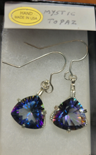 Load image into Gallery viewer, Custom Wire Wrapped Faceted Mystic Topaz Earrings Sterling Silver