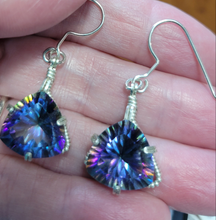 Load image into Gallery viewer, Custom Wire Wrapped Faceted Mystic Topaz Earrings Sterling Silver