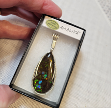 Load image into Gallery viewer, Custom Wire Wrapped Ammolite Necklace/Pendant Sterling Silver