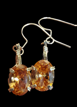 Load image into Gallery viewer, Custom Wire Wrapped Faceted Orange Sapphire Earrings Sterling Silver