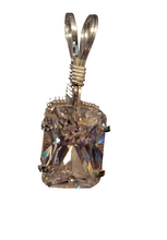 Load image into Gallery viewer, Custom Wire Wrapped Facet Simulated Diamond Necklace/Pendant Sterling Silver