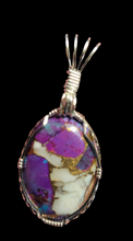 Load image into Gallery viewer, Custom Wire Wrapped Purple Majave Turquoise Spiny Oyster & Copper Necklace/Pendant Sterling Silver