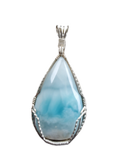 Load image into Gallery viewer, Custom Wire Wrapped Larimar From Dominican Republic Necklace/Pendant Sterling Silver