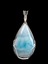 Load image into Gallery viewer, Custom Wire Wrapped Larimar From Dominican Republic Necklace/Pendant Sterling Silver