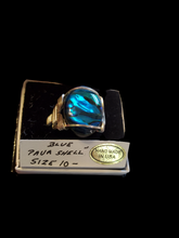 Load image into Gallery viewer, Custom Wire Wrapped Blue Paua Shell Ring 10 1/2 Sterling Silver