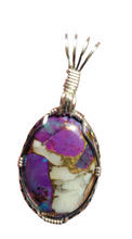 Load image into Gallery viewer, Custom Wire Wrapped Purple Majave Turquoise Spiny Oyster & Copper Necklace/Pendant Sterling Silver