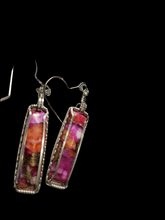 Load image into Gallery viewer, Custom Wire Wrapped Peruvian Pink Opal Spiny Oyster & Bronze Earrings Sterling Silver