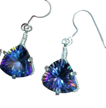 Load image into Gallery viewer, Custom Wire Wrapped Faceted Mystic Topaz Earrings Sterling Silver
