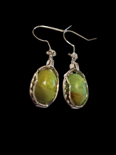 Load image into Gallery viewer, Custom Wire Wrapped Gaspeite Earrings Sterling Silver